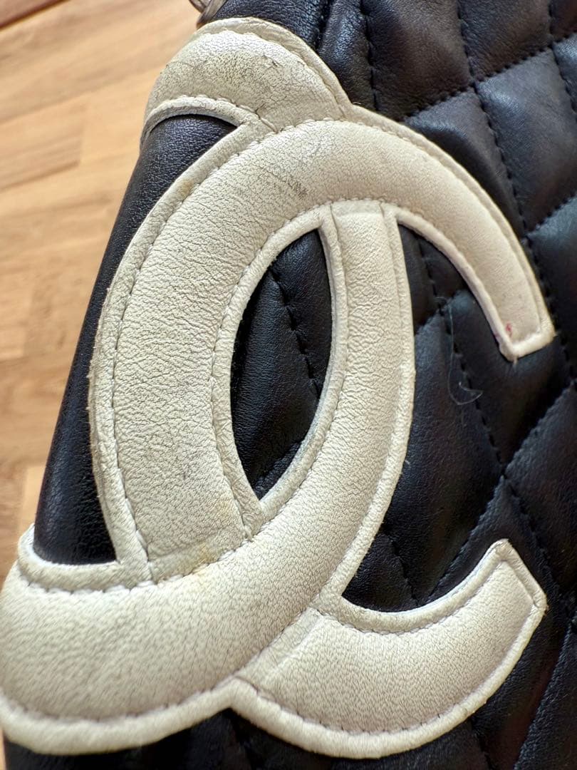 【希少】CHANEL カンボンライン アクセサリーポーチ ポシェット 黒×白
