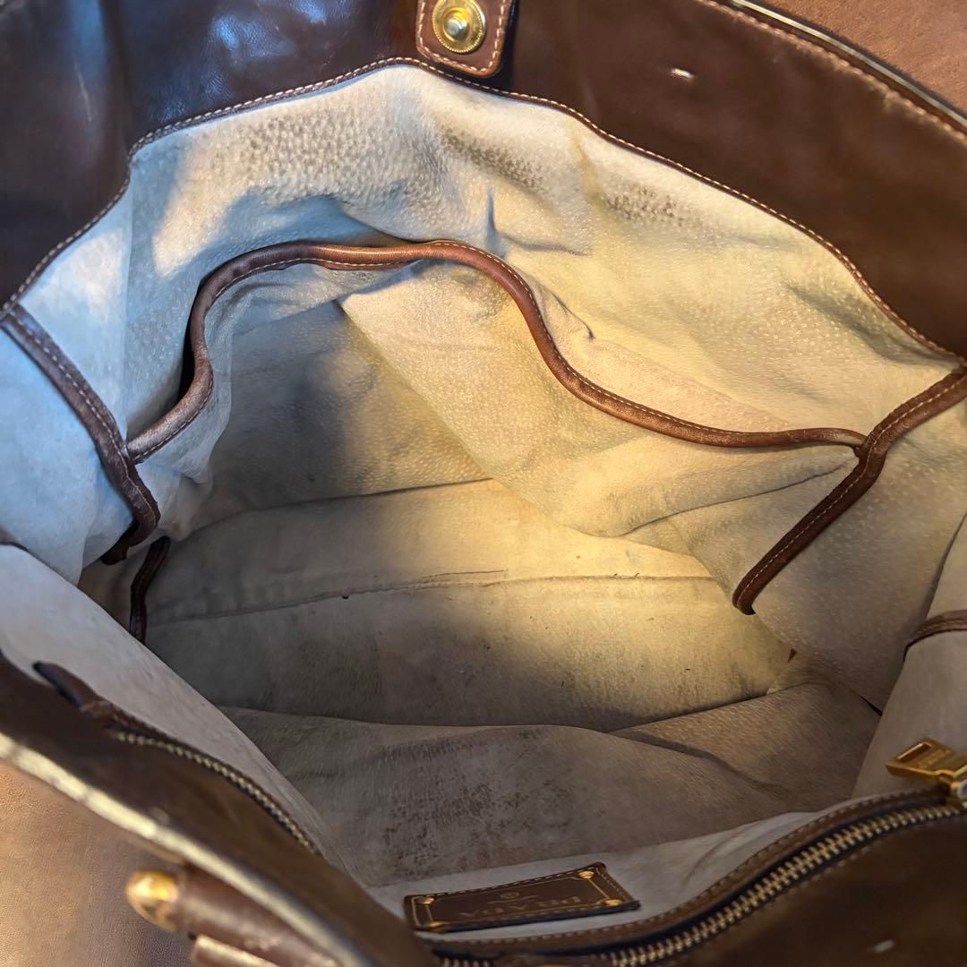 PRADA プラダ ビンテージ レザー 2Way ショルダートートバッグ 茶色