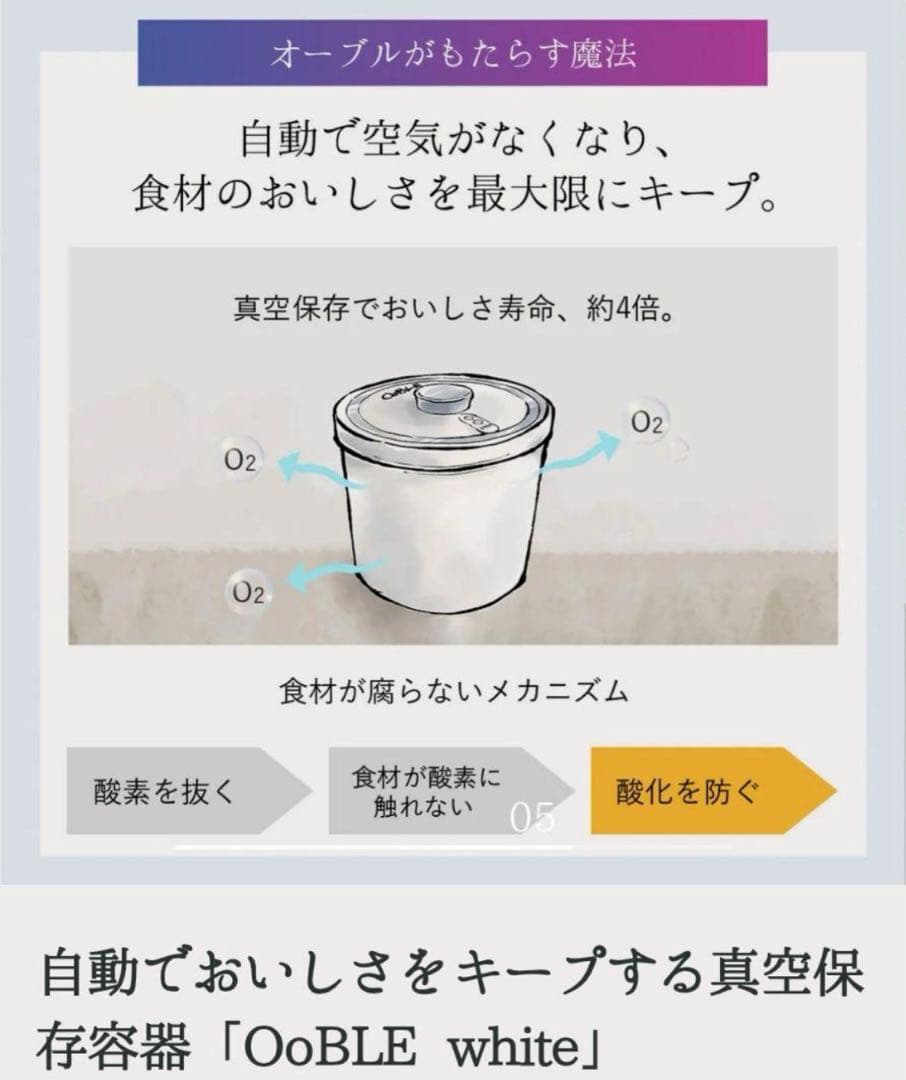 新品　未開封　13L OobLE 真空保存容器　米びつ ノーマルサイズ　ホワイト