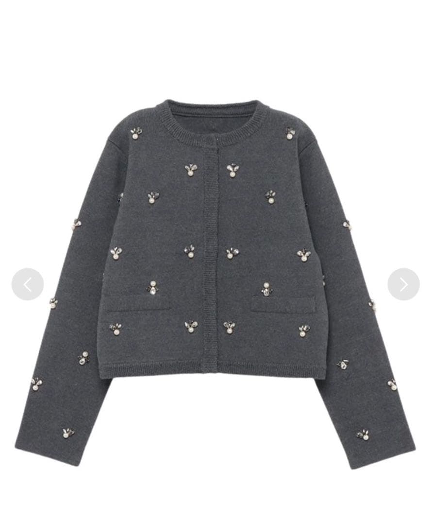 【新品】anuans ビジューニットジャケット　GRY