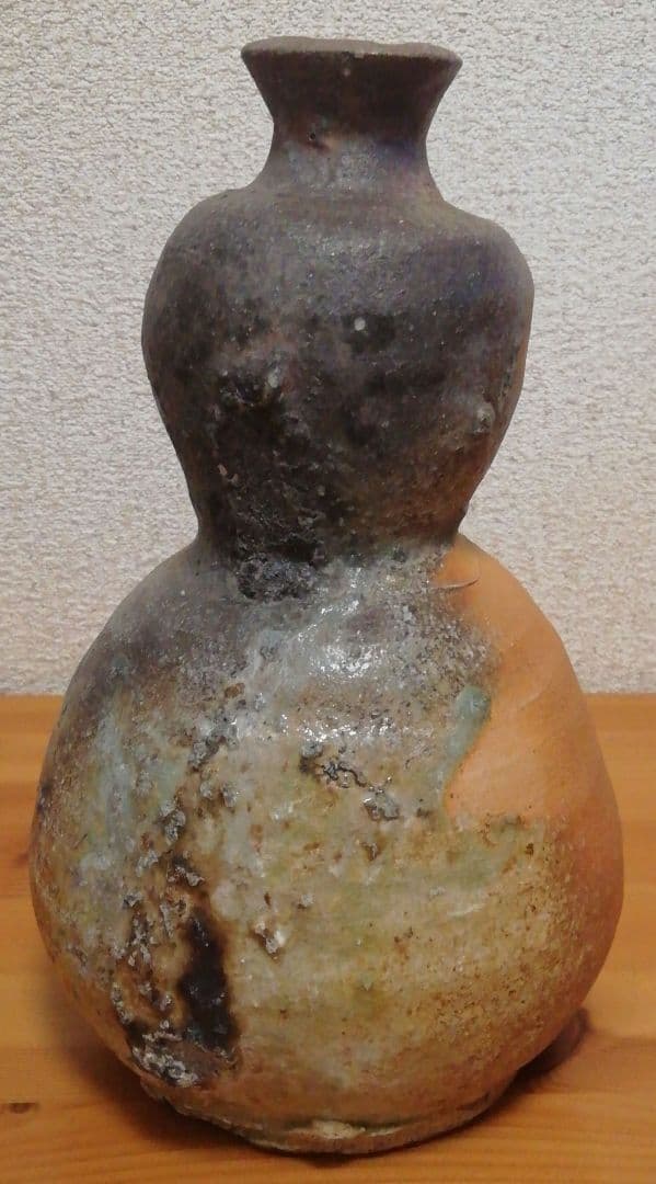 今井康人作　伊賀焼　瓢　花入　共箱　略歴付　花瓶