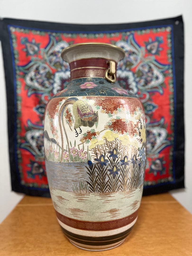 手描き陶器 花瓶 中型