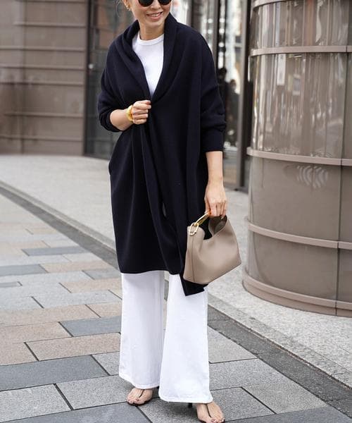 Deuxieme Classe スムースニットガウンミディコート ネイビー 新品