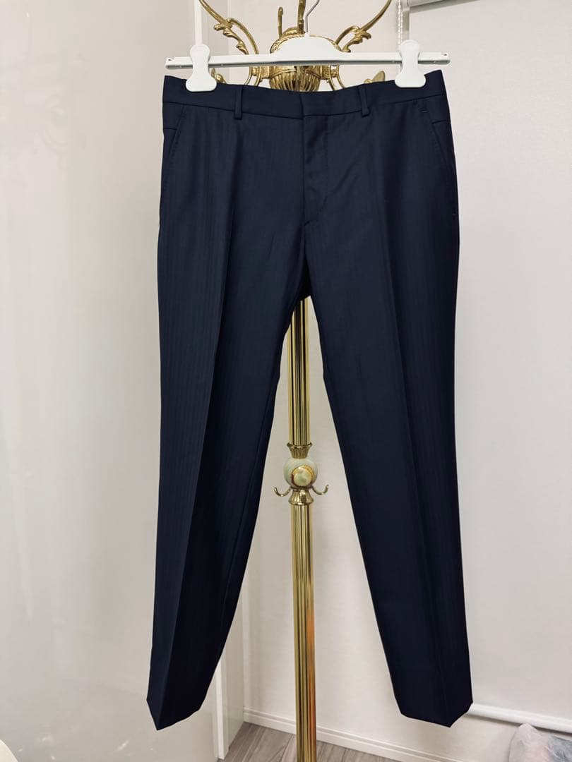 新品　エルメス　スーツ　46 濃紺　ストライプ