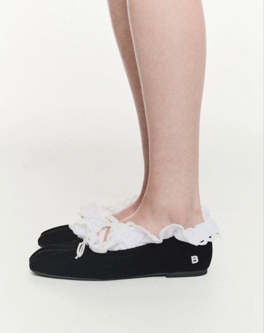 【タグ付き新品】Bibiy. フリルバレエシューズ ブラック　Lサイズ