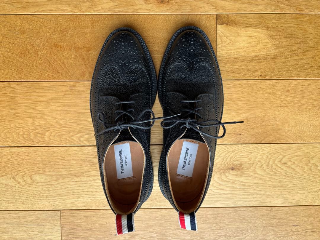 ★美品★Thom Browneレザーソール ロングウィングチップ ブローグ
