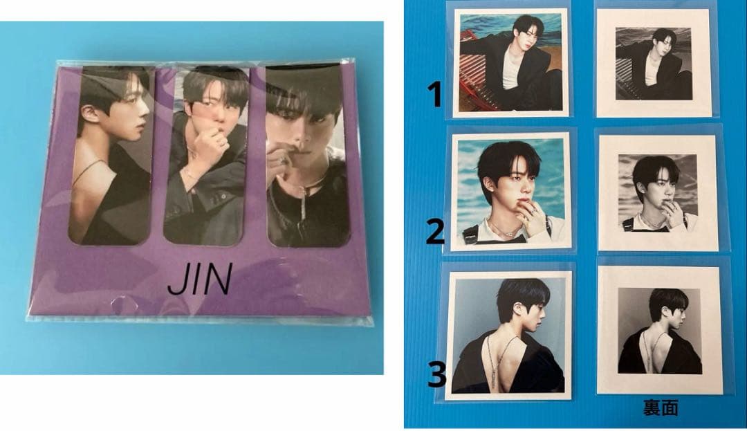 BTS JIN ロングステッカー・両面ホログラムフォトカード