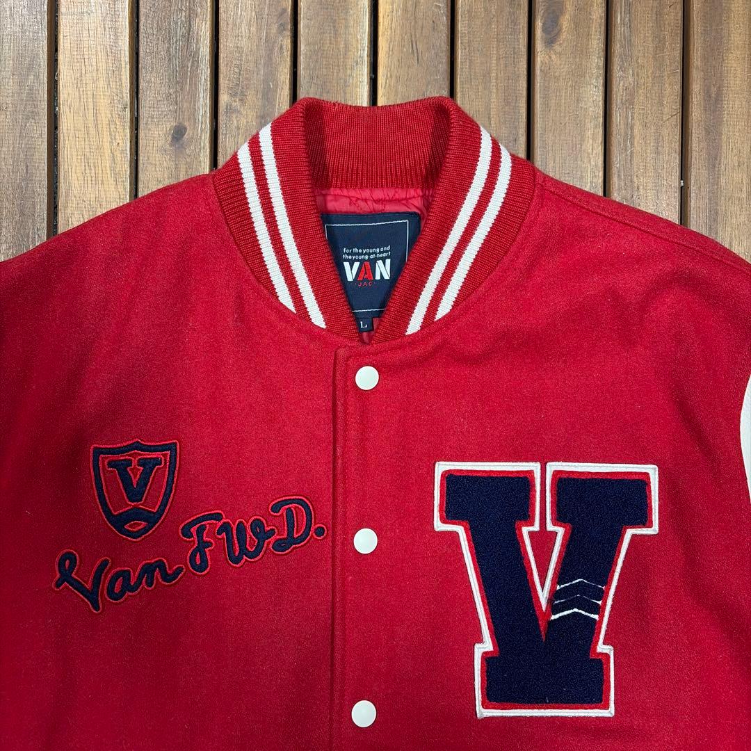 VAN JACKET ヴァンジャケット スタジャン 袖レザー 本革 アーチロゴ