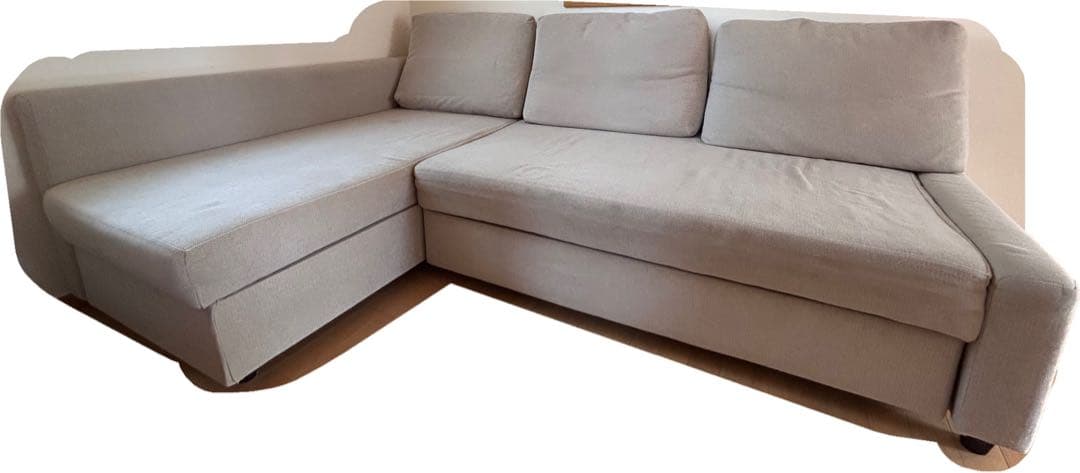 IKEA L字型ベージュソファ フリーヘーテン