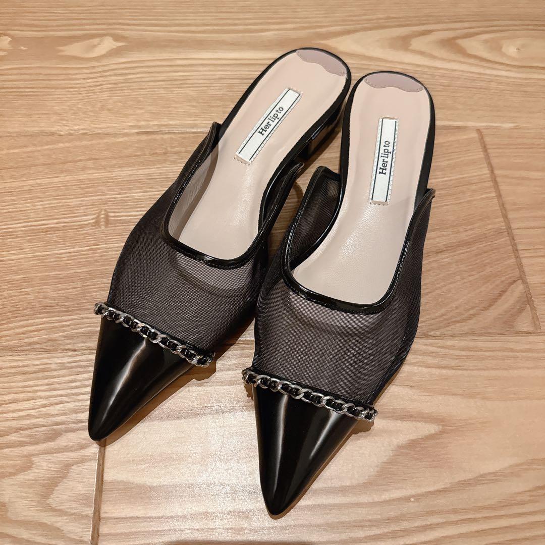 【新品未使用】 Organza Chain Mules 37 herlipto