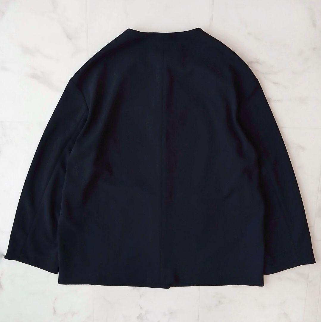 美品 ボールジィ 定価2万8千 ジョーゼットジャージー ノーカラージャケット 紺