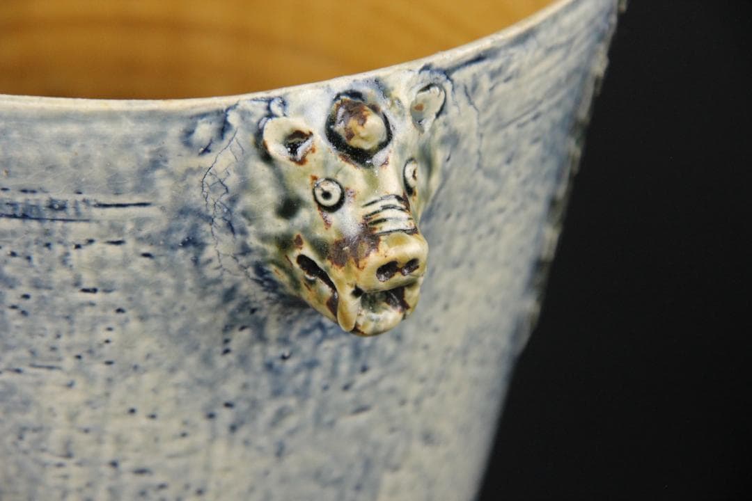 現代アート　西川勝 作　灰釉陶彩 三獣三足器　 花器・壺EN11-12