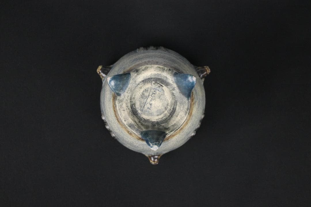現代アート　西川勝 作　灰釉陶彩 三獣三足器　 花器・壺EN11-12