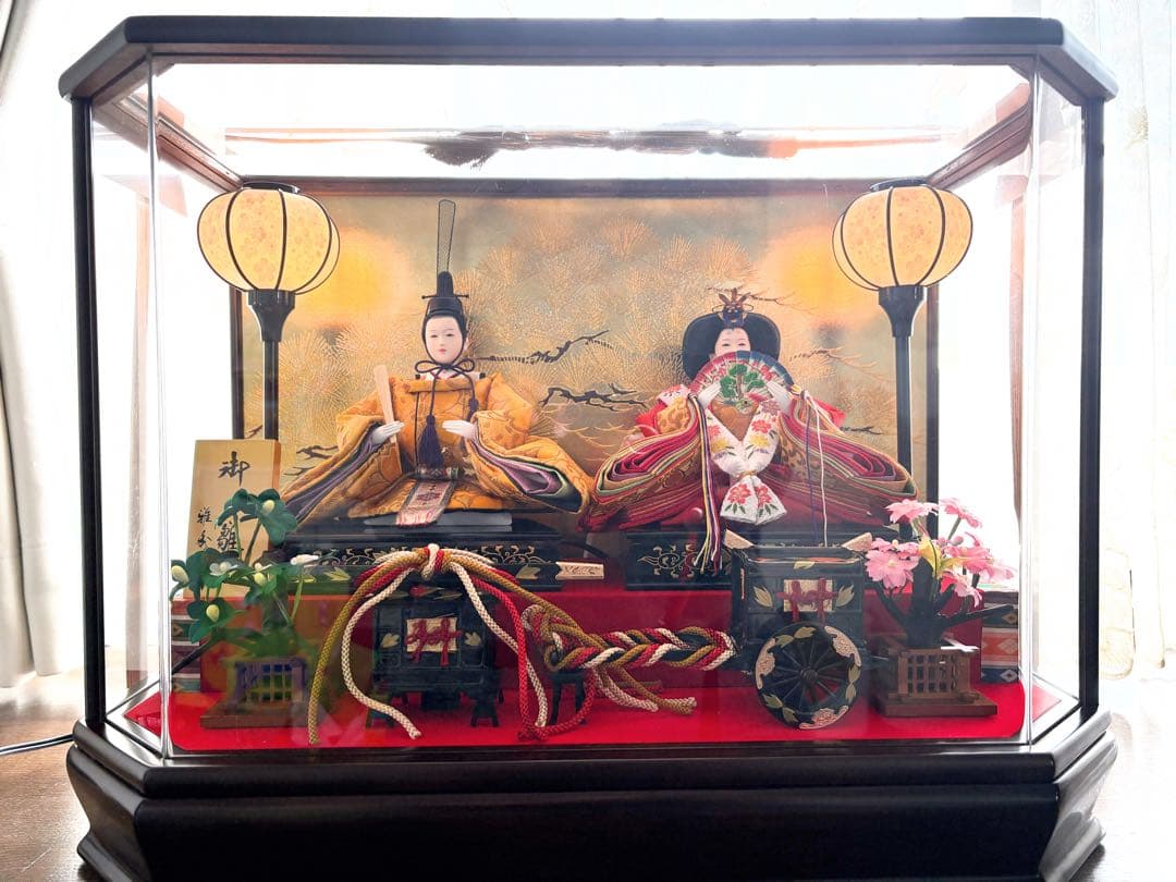【美品】【人気工房 雅秀作】雛人形 親王飾り アクリルケース入り