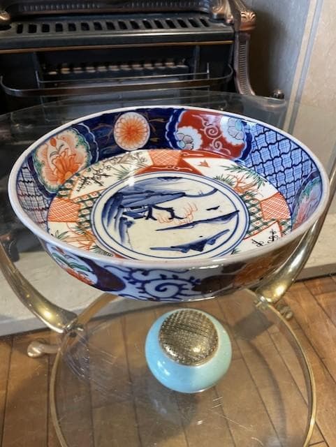 和風模様の陶器ボウル 大