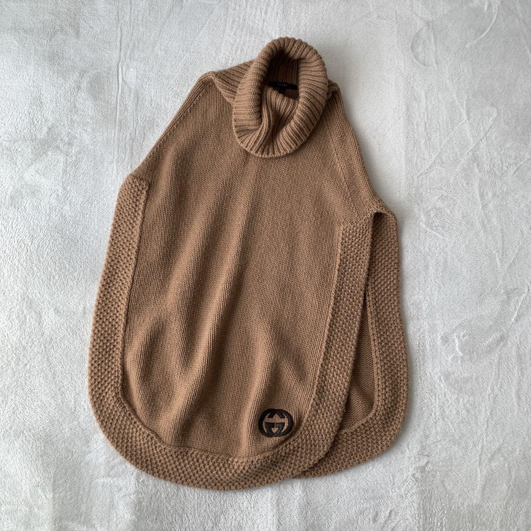【美品】 GUCCI タートルネック ニット ポンチョ ベスト GGロゴ ケープ