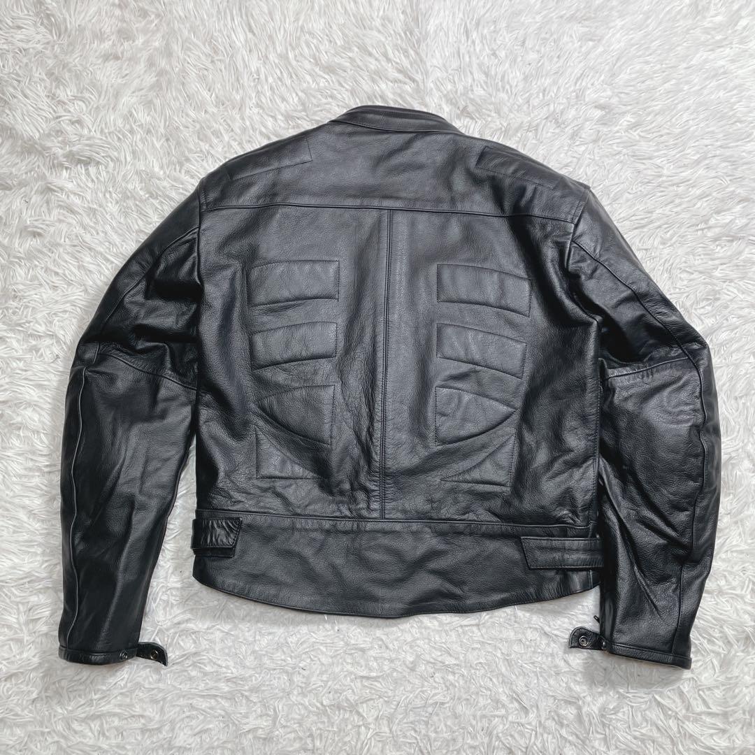 極美品　ライダースジャケット　本革　レザー　ブラック　黒　XL パッド入り