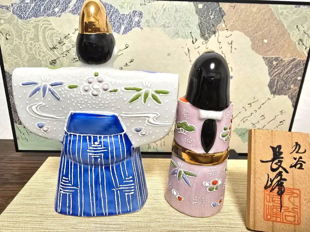 【美品】九谷焼 ひな人形 親王飾り 立雛 陶器 雛人形 お雛様 ひなまつり
