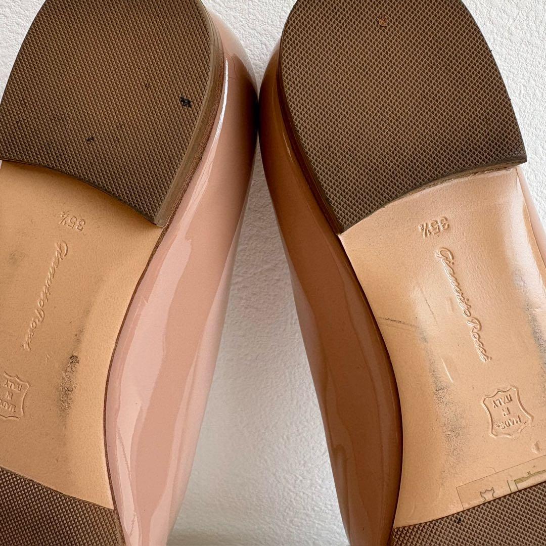 ⑤中古美品GianvitoRossi ビジュー パテント ピンク 22.5相当