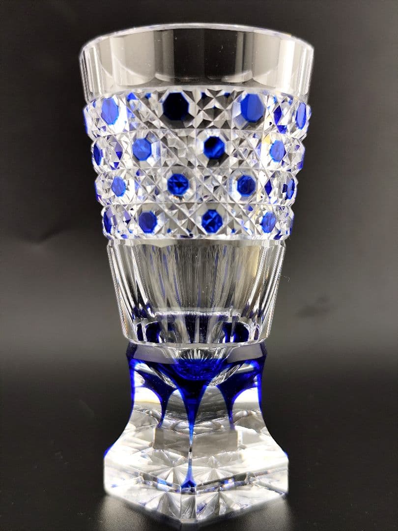 超希少品☆阪本光男 薩摩切子 脚付杯（切子 江戸切子 薩摩切子）