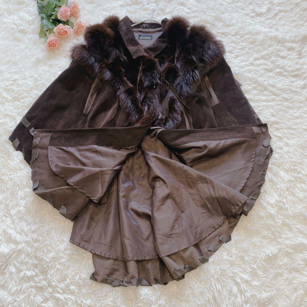 【フリー】美品 Lamandora ポンチョ 豚革 大きいサイズ 日本製　コート