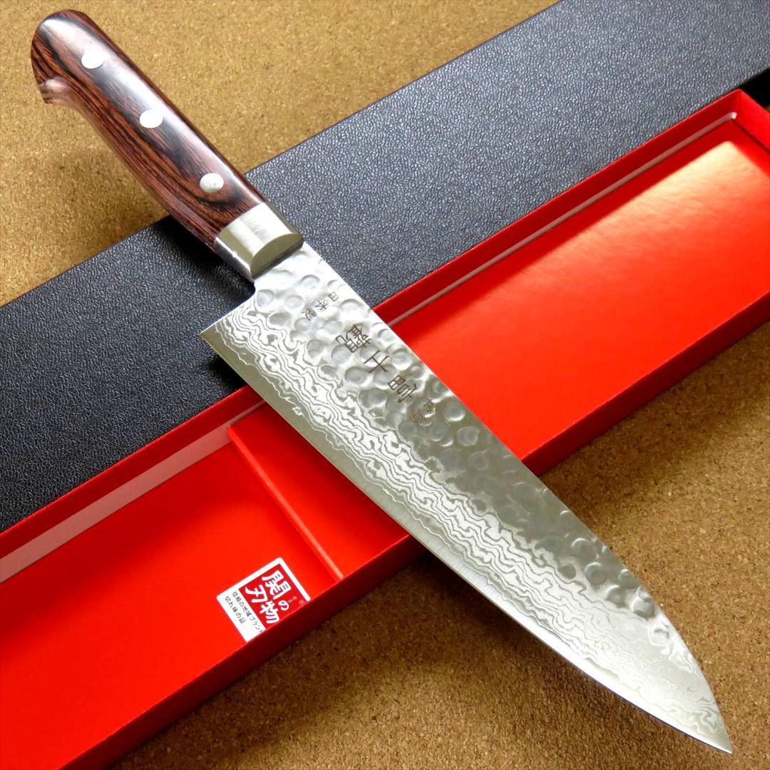 関の刃物 牛刀 180mm 鎚目鍛造 VG-10 ダマスカス 魚 肉切り 包丁