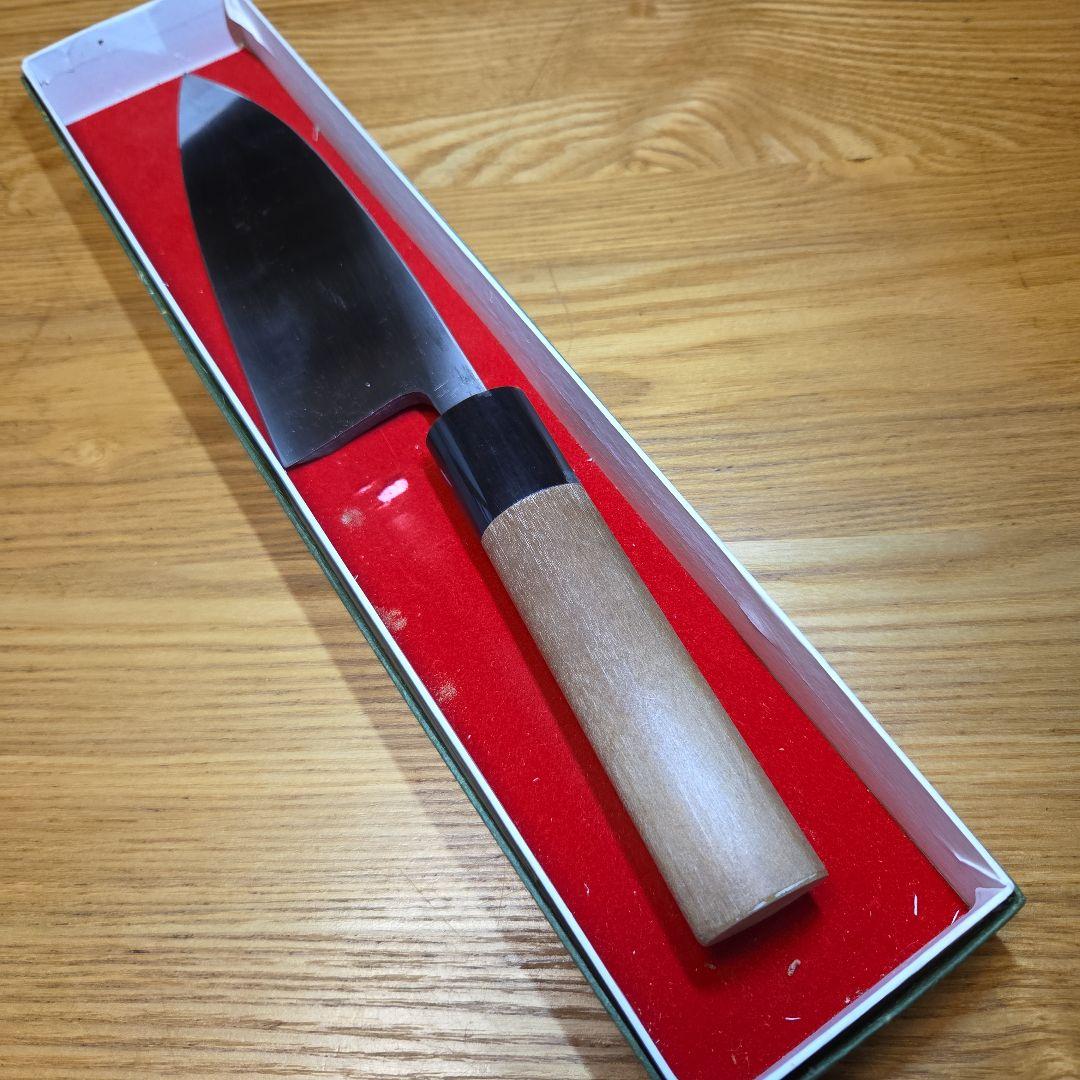 出刃包丁 鋼製？ 木製ハンドル　銘　総本家　東佳人　片刃