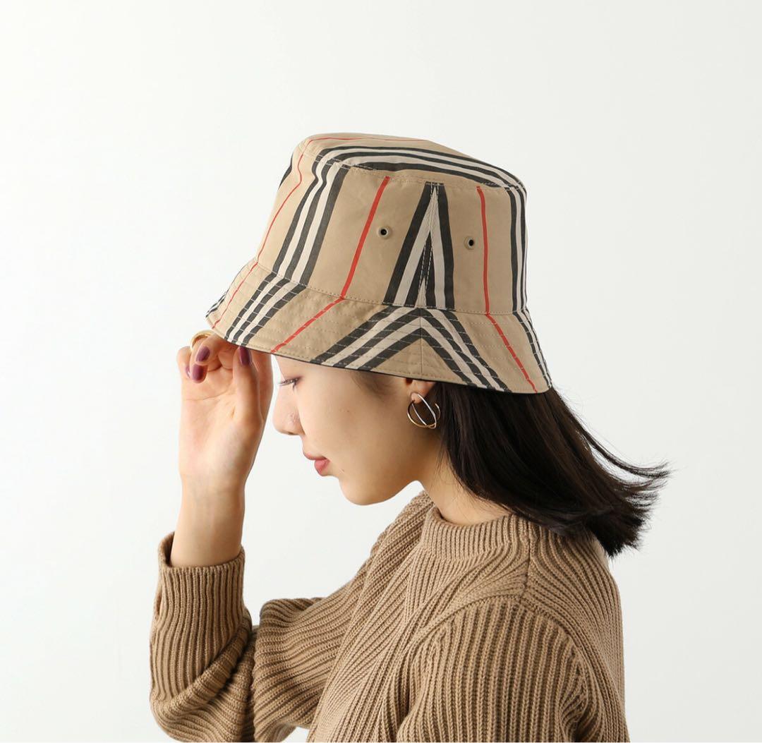 BURBERRY バケットハット ベージュストライプ