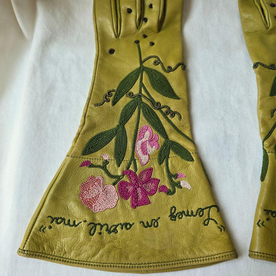 ISABEL CANOVAS フランスヴィンテージ　刺繍レザー手袋&ベルトセット