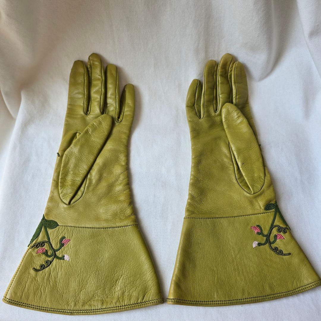 ISABEL CANOVAS フランスヴィンテージ　刺繍レザー手袋&ベルトセット