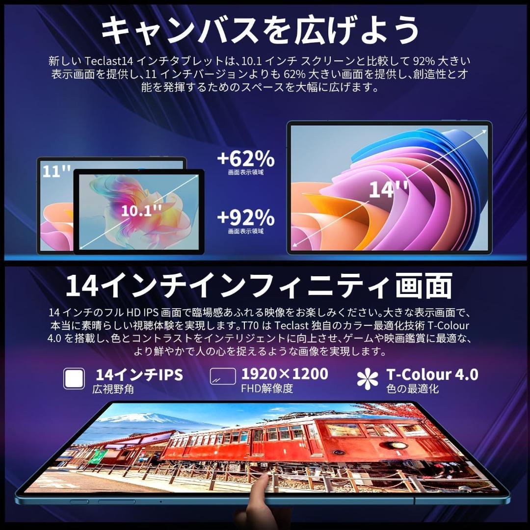 【新品】アンドロイド14タブレット 8コア20+256GB LTE 2K T70