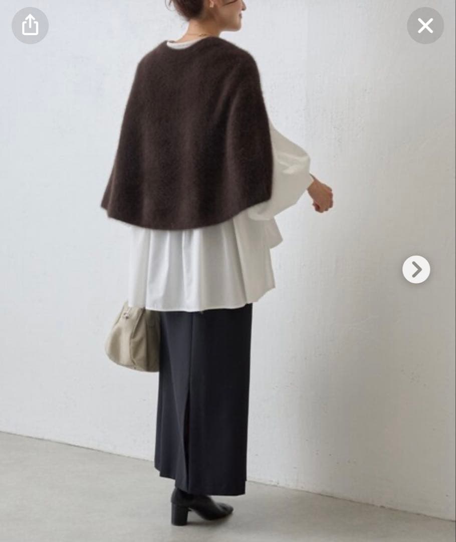 今季購入完売品♪ビアズリー　ファーニットポンチョ　フォックスカシミヤ　ブラウン