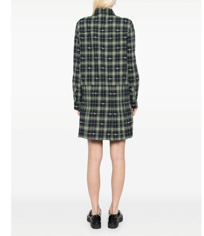 【未使用】Maison Kitsuné　プリーツ　格子柄　シャツワンピース
