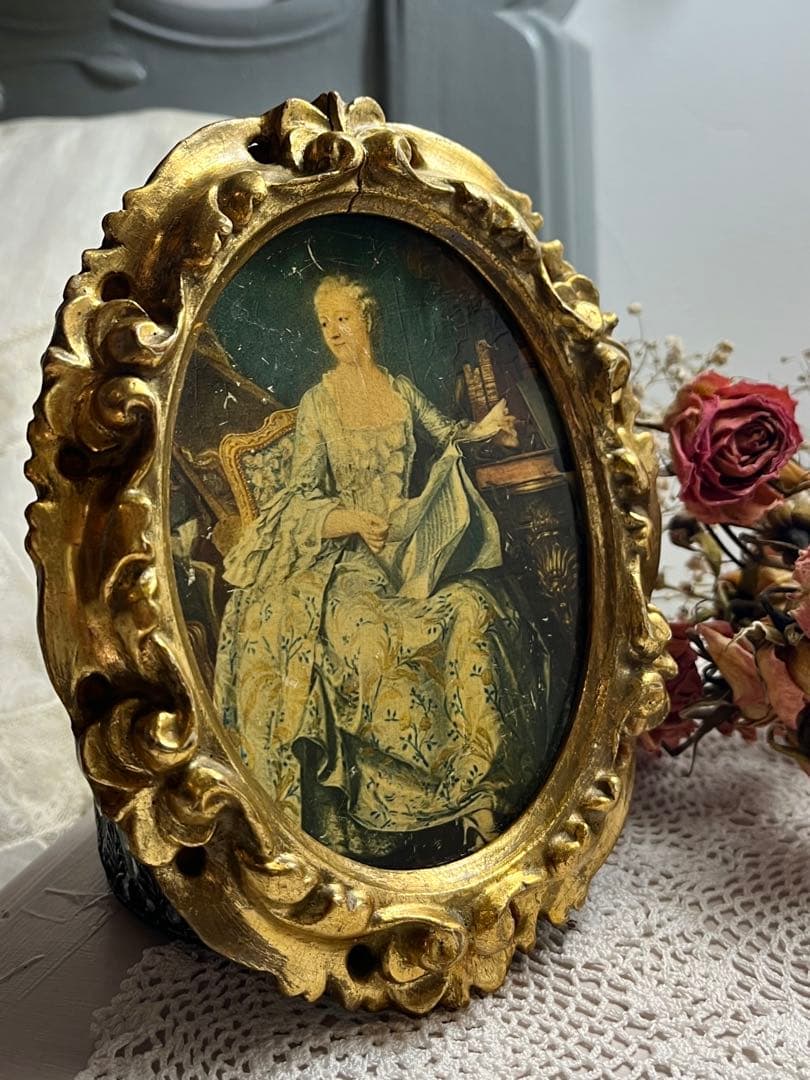 ◆フランスアンティーク｜世界の名画1700年代パリ中世絵画ポンパドール金装飾額