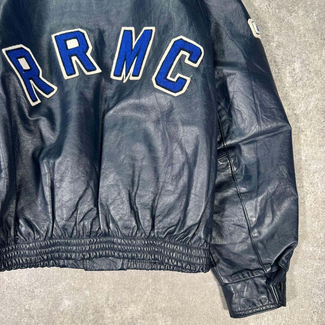 90s TEAM SALES スタジャン　レザージャケット　XL相当　ネイビー