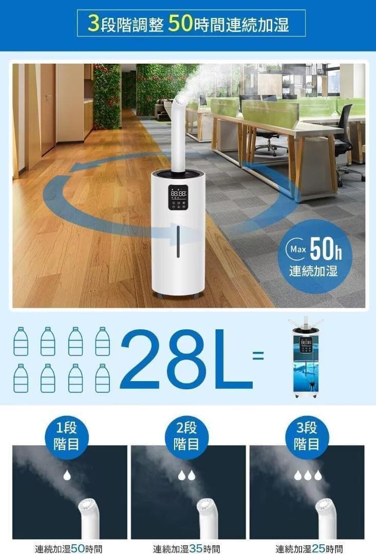 大特価⭐️加湿器 大容量 業務用28L 360°UV除菌マイナスイオン　リモコン