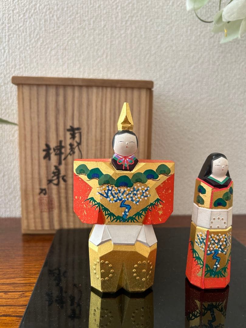 一刀彫　神泉作　雛人形 4号　奈良　立雛　約15㎝　奈良一刀彫り