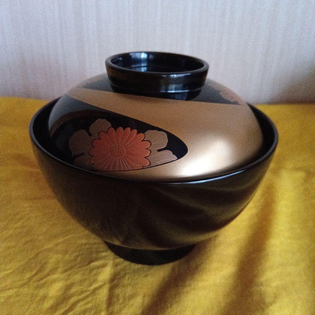 輪島塗　蓋付吸物椀　雪月花蒔絵 ５客