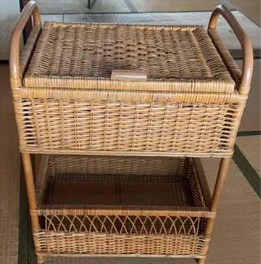 昭和レトロ　籐　ラタン脱衣籠
