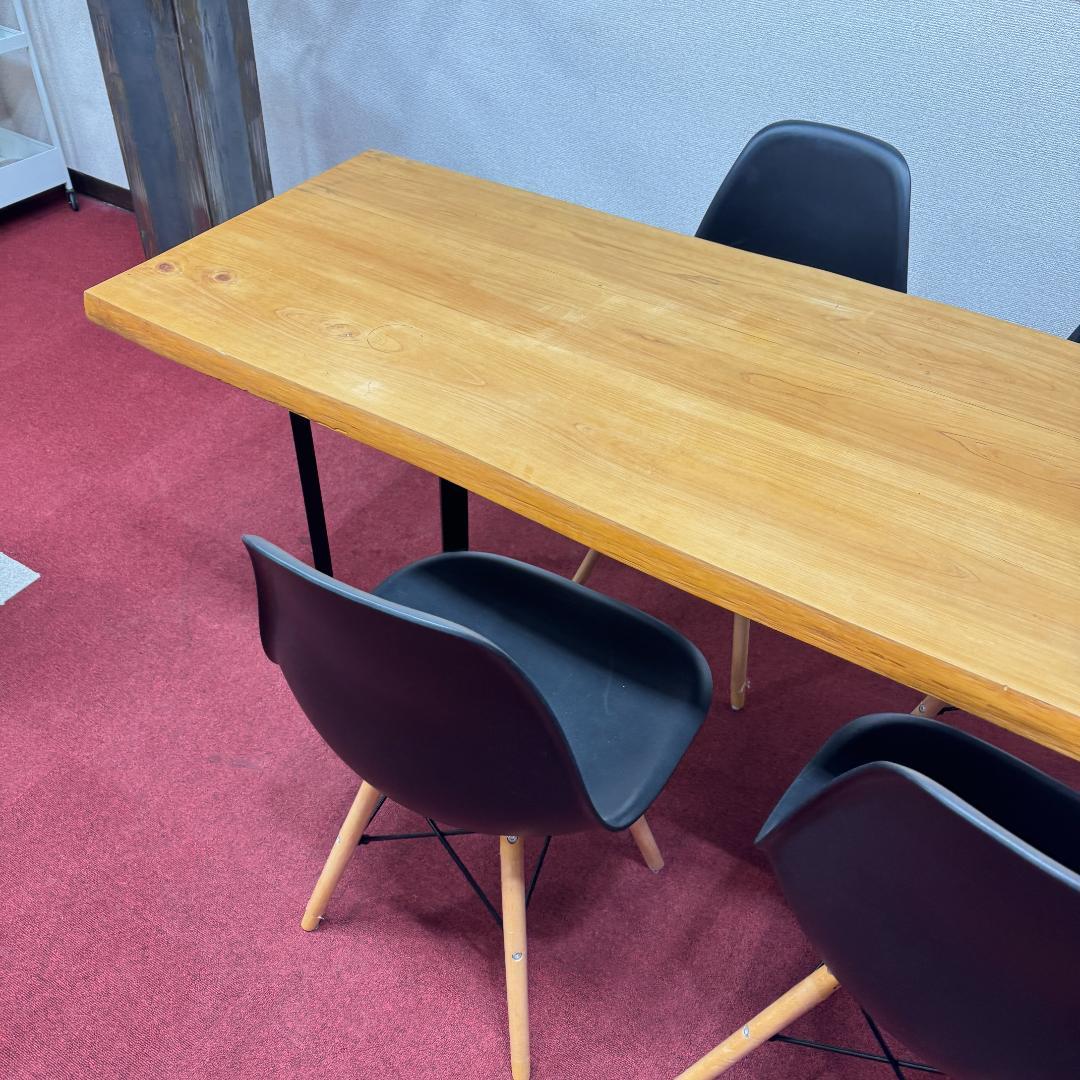 東京23区送料無料　美品ダイニングテーブル５点セット　一枚板　洗浄/除菌済み