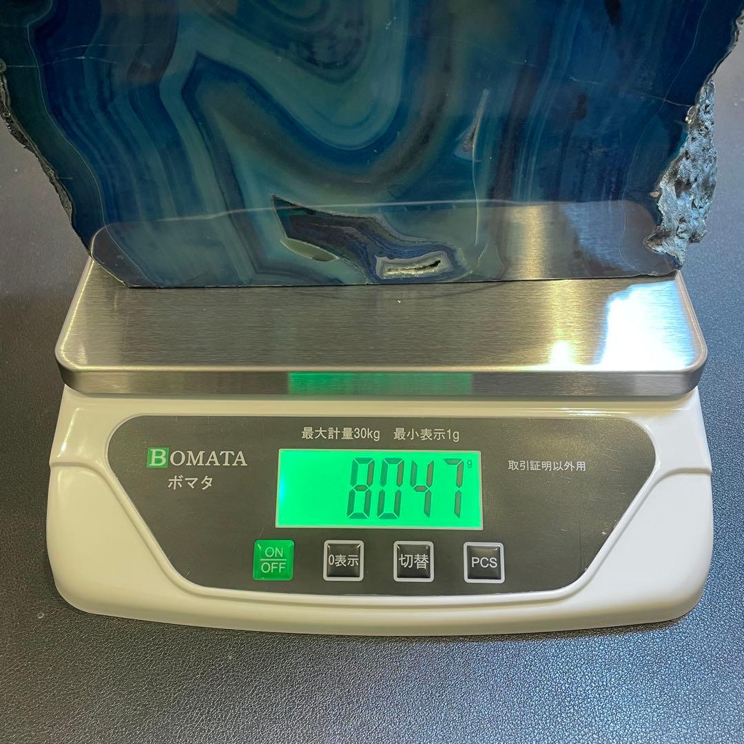 特大！ 8.0kg アゲート メノウ 瑪瑙 ブルー 原石 鑑賞石 置物