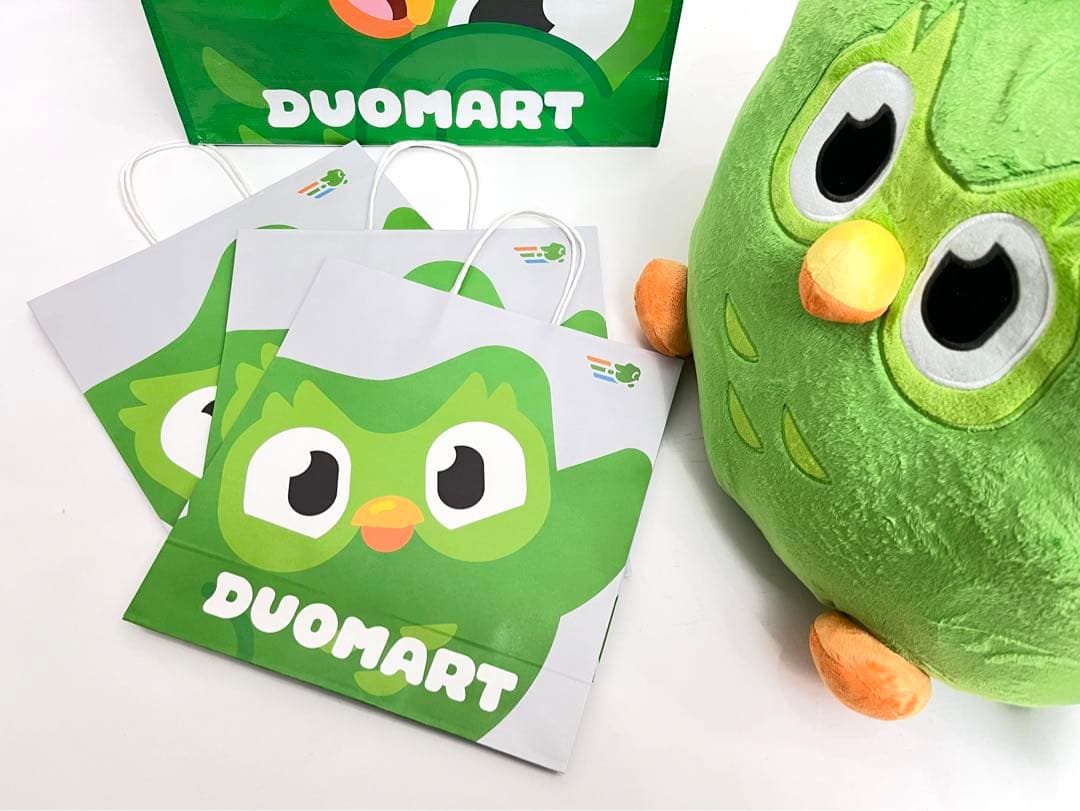 【デュオリンゴ】ラストワン賞ビッグデュオぬいぐるみ・ショッパー袋Duolingo