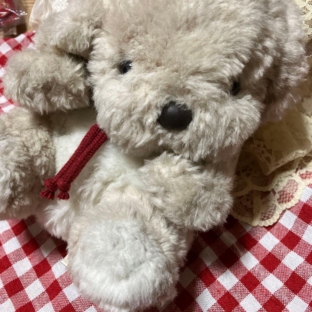 レトロぬいぐるみ　犬　うめ吉ぬいぐるみ　ベージュ　赤ちゃん　クタクタ