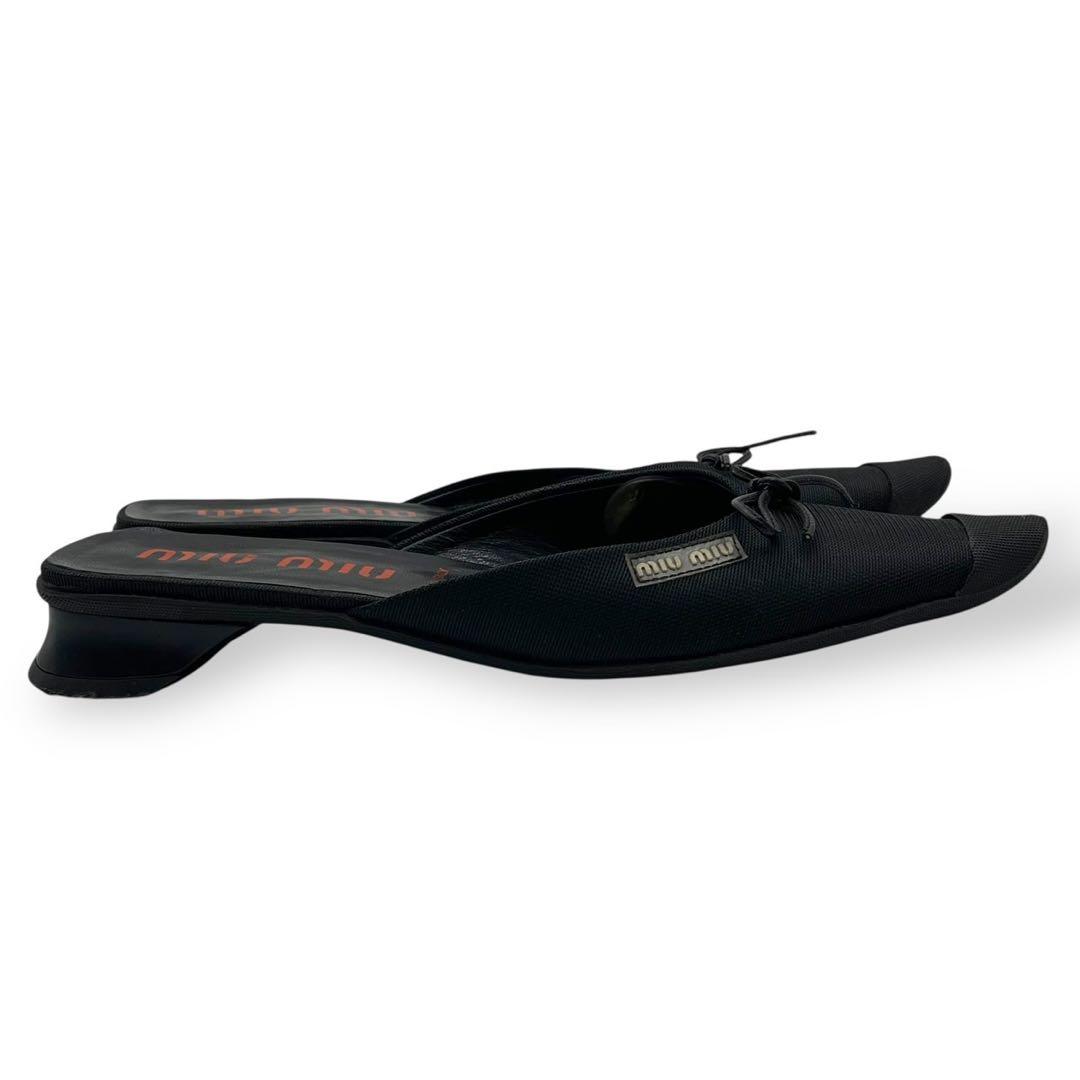 靴 Miu Miu 00s archive Mules black ribbon