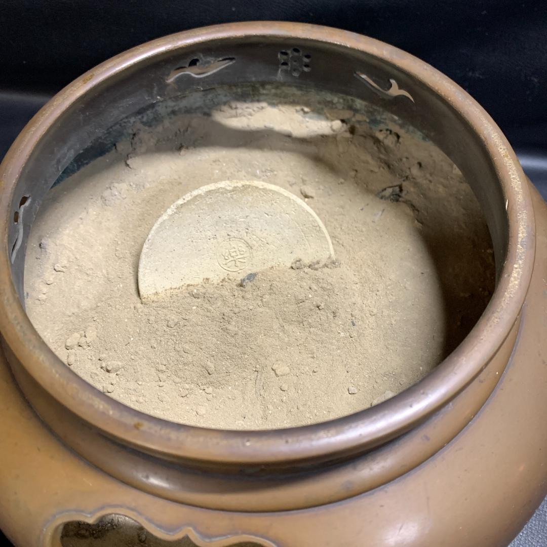 当時物 茶道具 唐銅鬼面風炉釜 丸釜 昭和レトロ アンティーク 骨董品