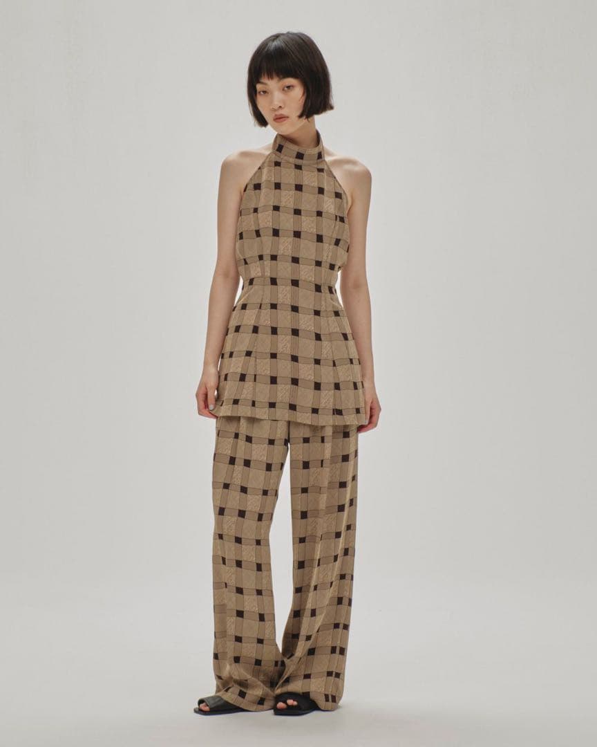 新品Todayful Halterneck Checkjacquard Tops