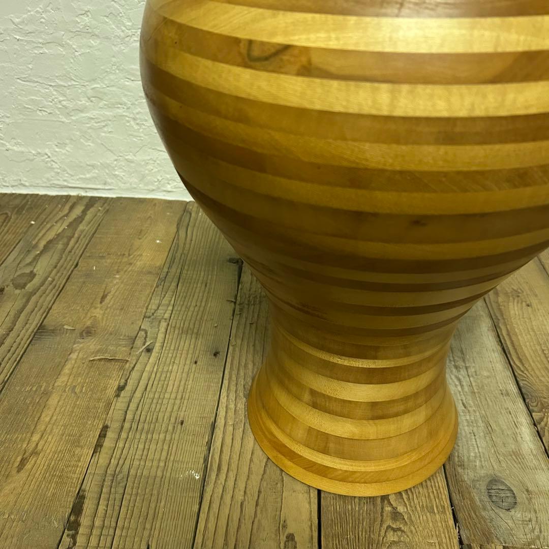 【希少】寄木 ろくろ フラワーベース(大47cm)