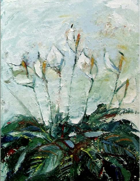 油絵 菅家令子 絵 絵画 インテリア 額付(白) uF6-111802 花