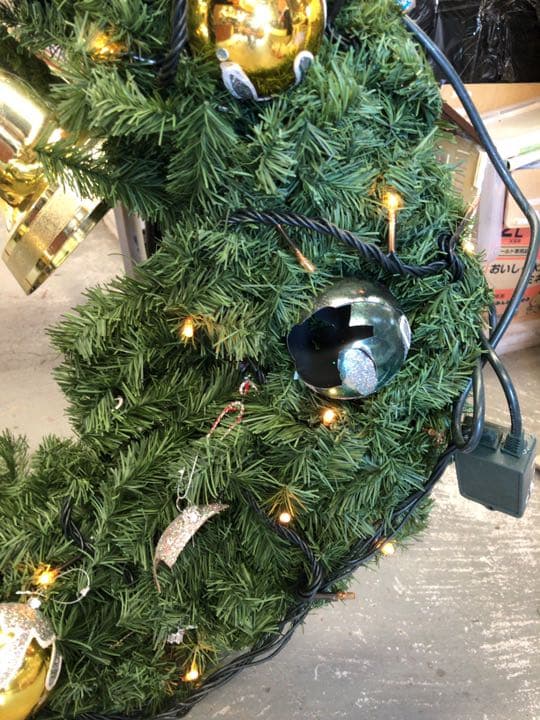 巨大クリスマスリース　ライト付き