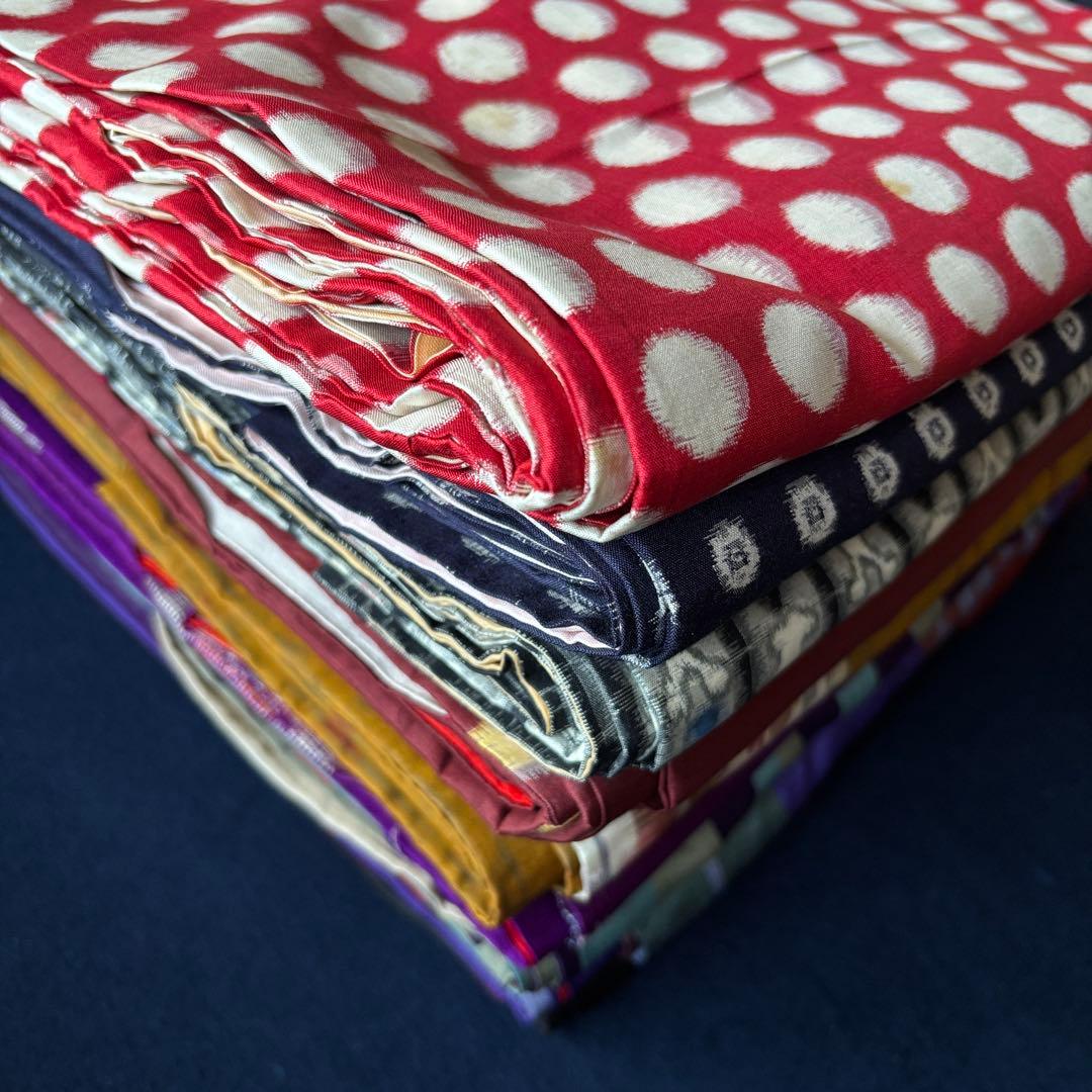 2631 銘仙着物9枚おまとめ売り　材料正絹